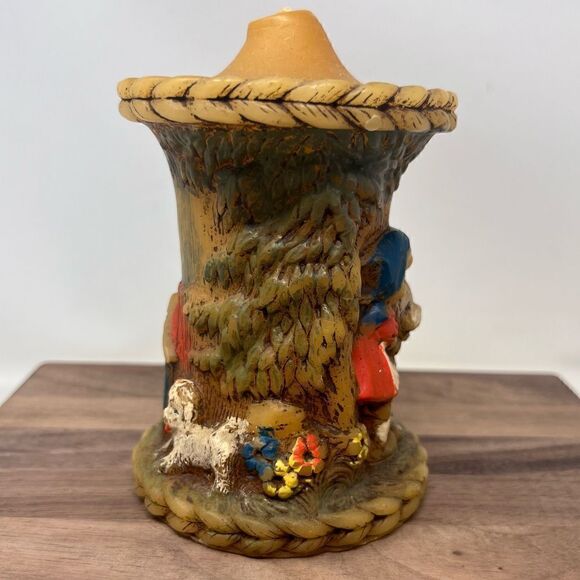 Vintage Hand Painted Carved Candle German 1978 Alpine Originals Girl Boy Dog - Picture 9 of 11
